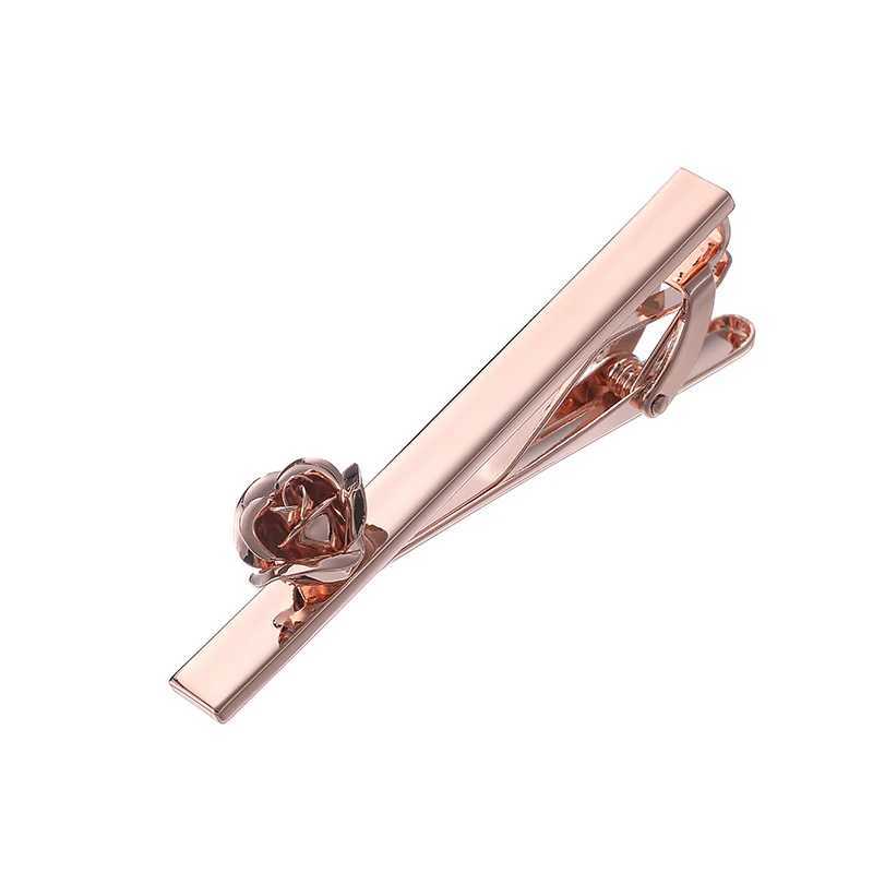 High quality laser metal smooth rose tie clip fashionable mens wedding tie accessory design shark tie clipX240914