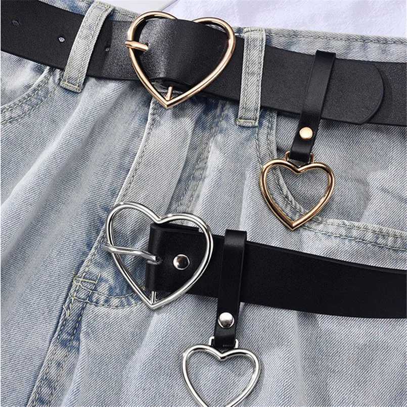 Womens Cute Leather Belt Metal Heart Shape Buckle Camel Retro PU Waistband Designer Cinto Feminino Pants Strap for Women GirlsX240914