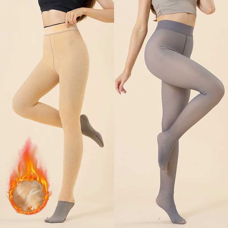 Women Fleece Tights Woman Warm Winter Pantyhose Sexy Translucent Stockings Thermal Elasticity Panty New Fashion Leggings FemaleX240914