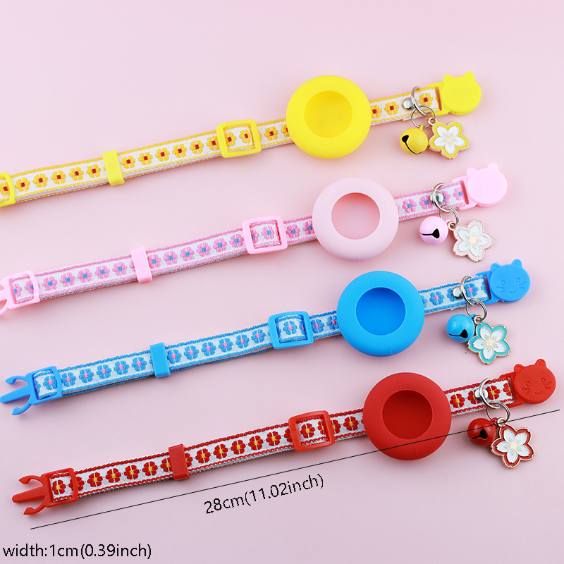 Airtag Cat Collar Breakaway,Kitten Collar with Air Tag Holder and Bell for Girl Boy Cats,1cm in Width and Lightweight Cat Collar