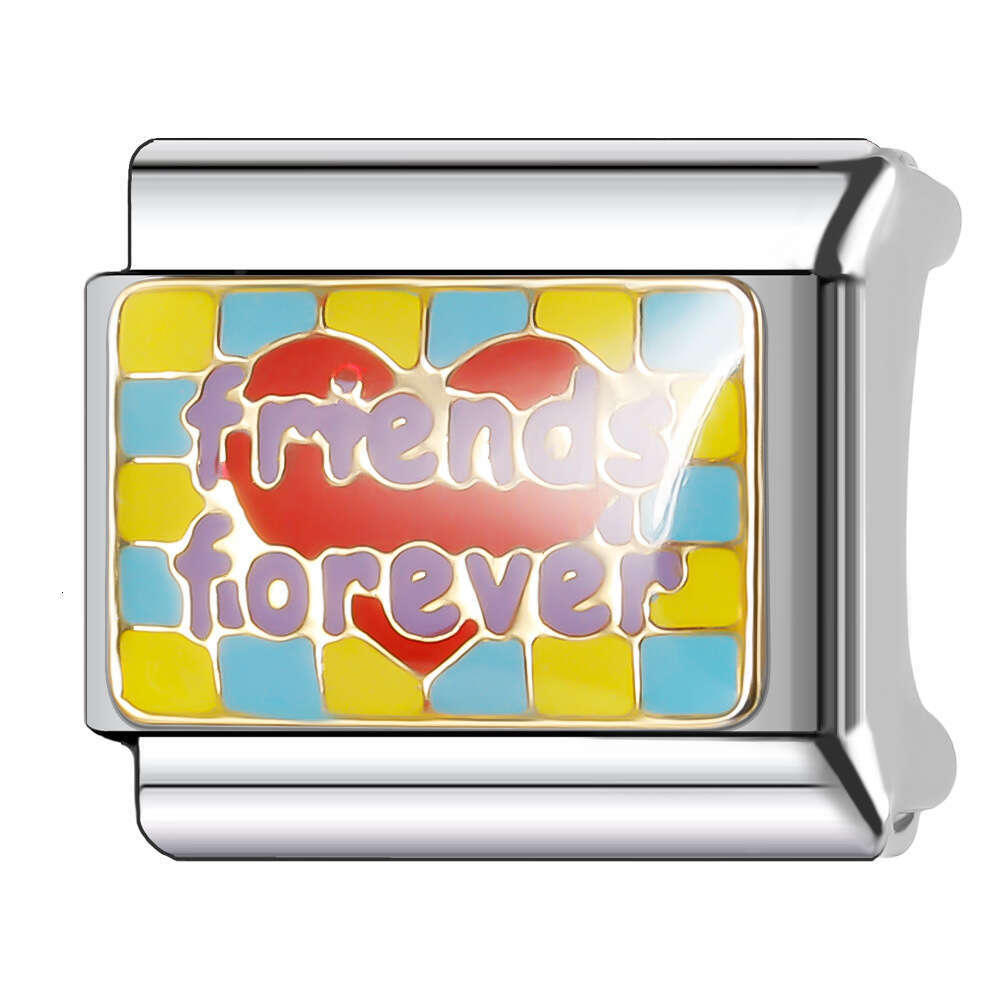 New Women's Gift sweet best friend Bead Italian Charms Links Bangle Beads Fit 9mm Stainless Steel Bracelet Making DIY For Women Fashion Jewelry