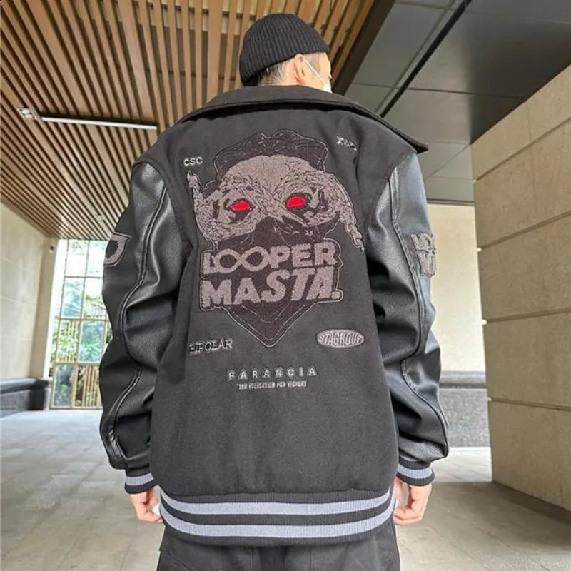 Street Gothic Embroidered Jackets And Coats Men Y2K Harajuku Style Hip Hop Baseball Jacket Punk High Street Jackets 240911