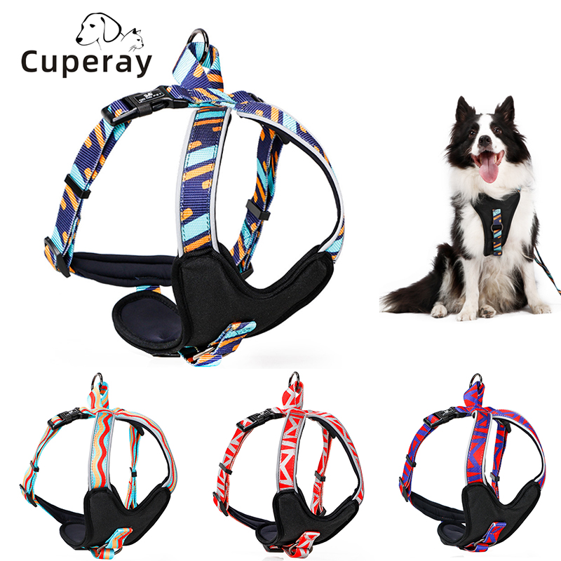 Vest-style Reflective Pet Harness Adjustable Dog Harness Comfortable and Breathable for Medium and Large Dogs Training Running