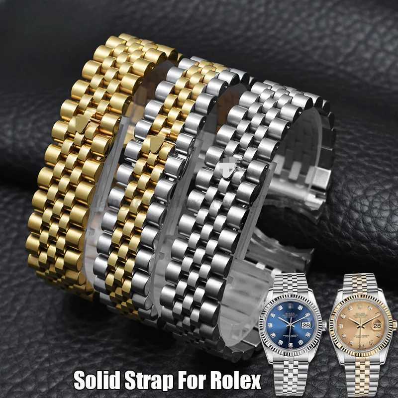 Watch Bands Solid curved stainless steel strap 20mm suitable for Rolex Jubilee luxury series watch strap mens curved end business bracelet J240913