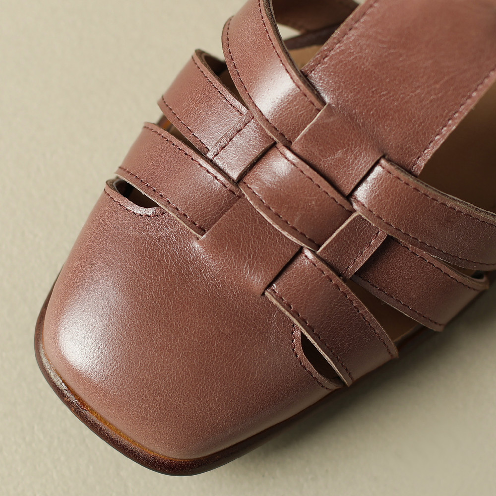 size Plus 34-42 6cm thick high heel narrow band braided cage t-strap retro pumps women's sandals summer New 2023 new 0aa5