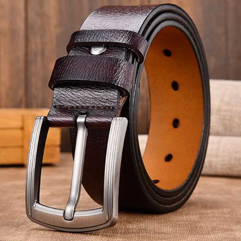 Cow Genuine Leather Luxury Strap Male Belts for Men New Large Plus Size100-130cm Vintage Pin Buckle Men Belt High QualityX240914