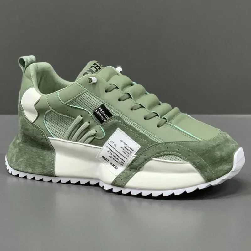 Men Sneakers Summer Mesh Moccasins New Lace-up Leather Sports Four Seasons Casual Running Shoes Men's Comfortable Forrest Gump Shoe 6452 's