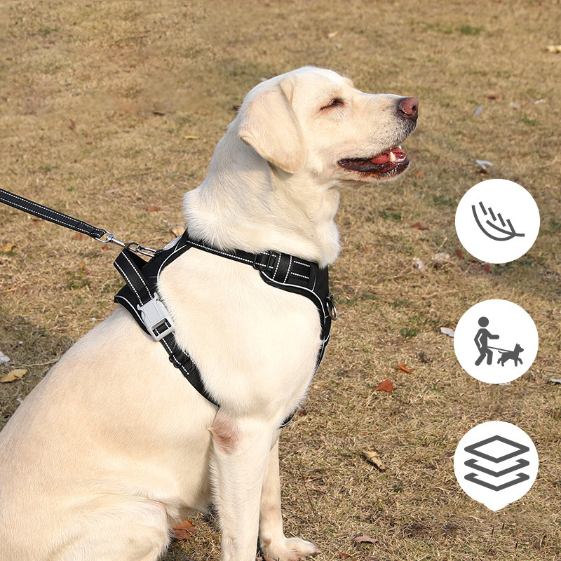 Dog Harness & Leash Set,No Pull Reflective Adjustable Pet Harness,Dog Vest Harness with Easy Control Handle for Medium Large Dog