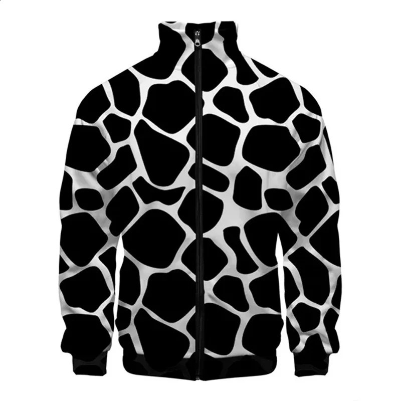 Black and white denim spotted 3D printed jacket mens casual long sleeved womens selling spring autumn zipper 240904