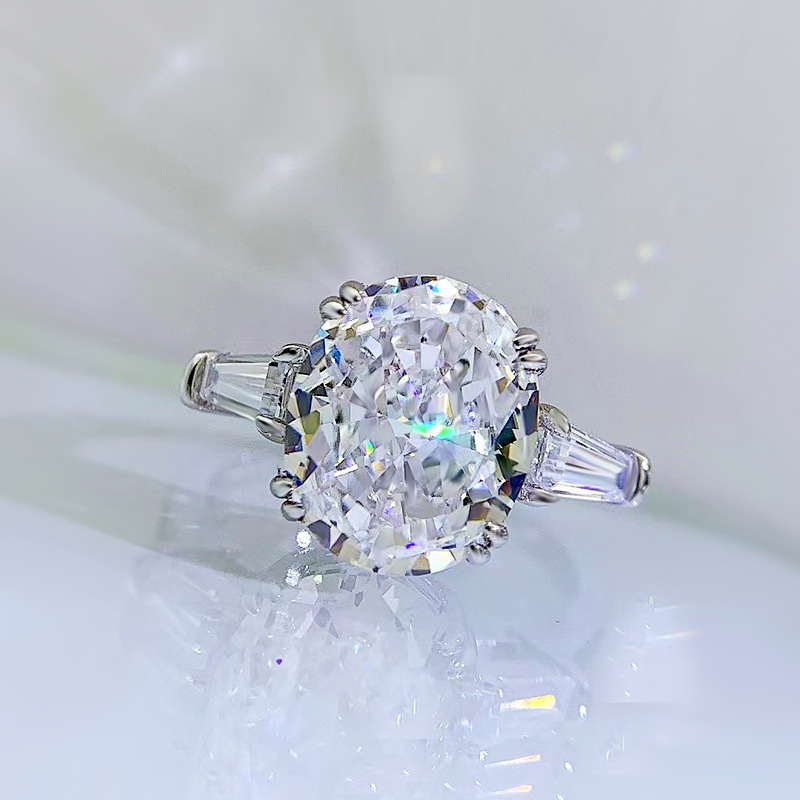 Oval Cut Moissanite Eternity Ring | Sterg Sier Engagement Band for Women