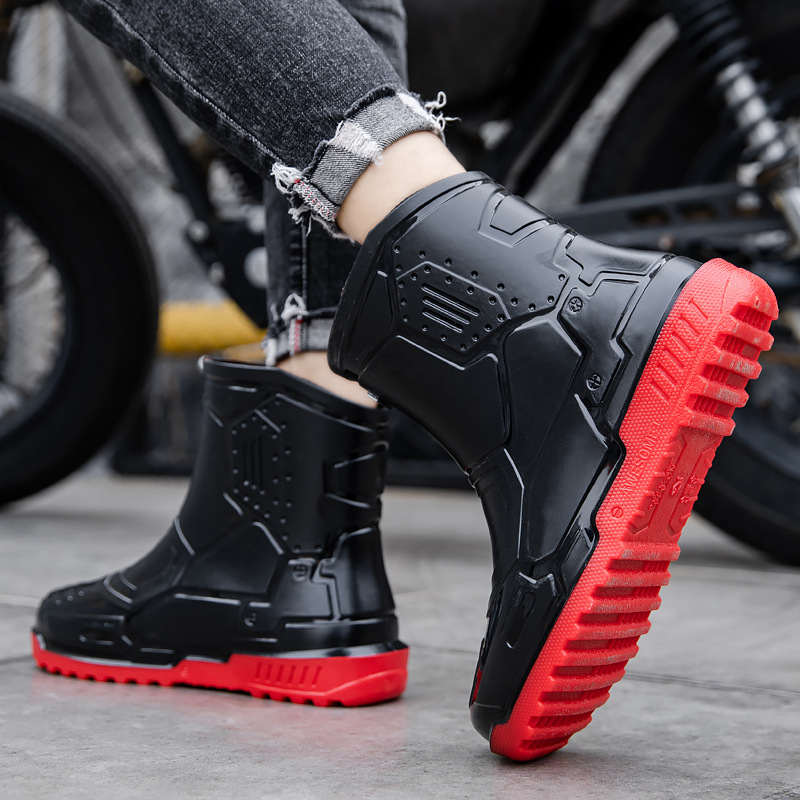 Men Ankle Platform Rain Boots Spring New Fashion Nonslip Waterproof Shoes Solid Color Middle Barrel Rainboots Fishing Shoes