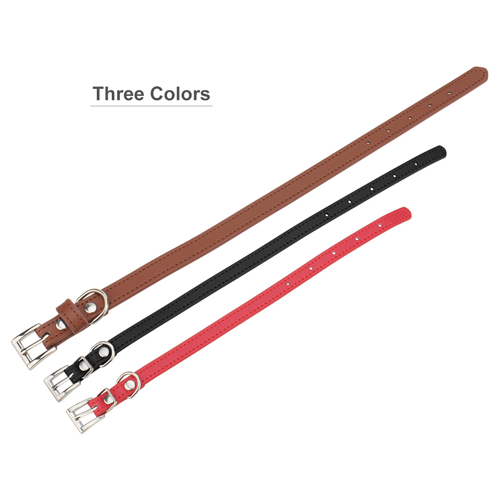 Leather Dog Collar,Soft Padded PU Dog Collars with Heavy Duty Buckle,Durable & Comfortable for Small Medium Large Dogs Walking