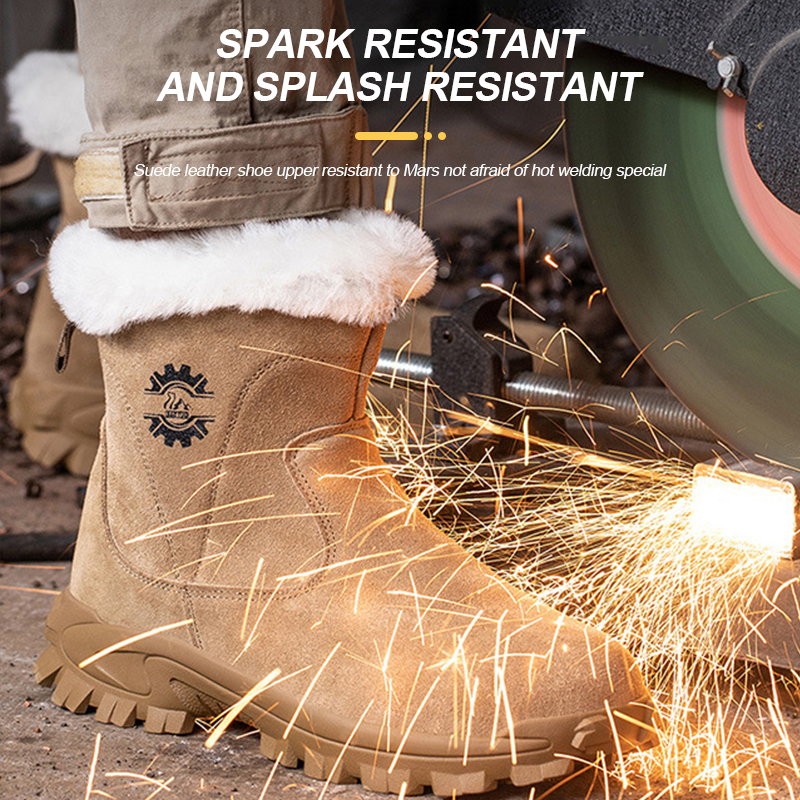 Warm Snow Winter Male Anti-Smash Steel Toe Safety Men Work Shoes Anti-Spark Welder Boots 939b
