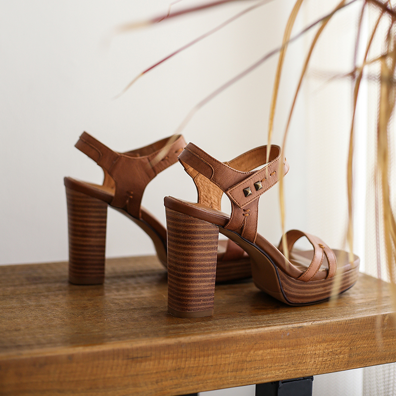 2025 new cow Women's leather thick heel platform sandals narrow band rovet decoration sexy ladies ultra high heeled evening pumps 003c ed