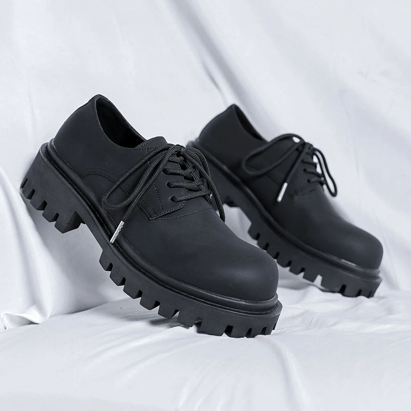 Platform Mens Luxury Casual Genuine Leather High-quality Leisure Tooling Shoes Comfortable Inside Handmade Trend Fashion Shoes