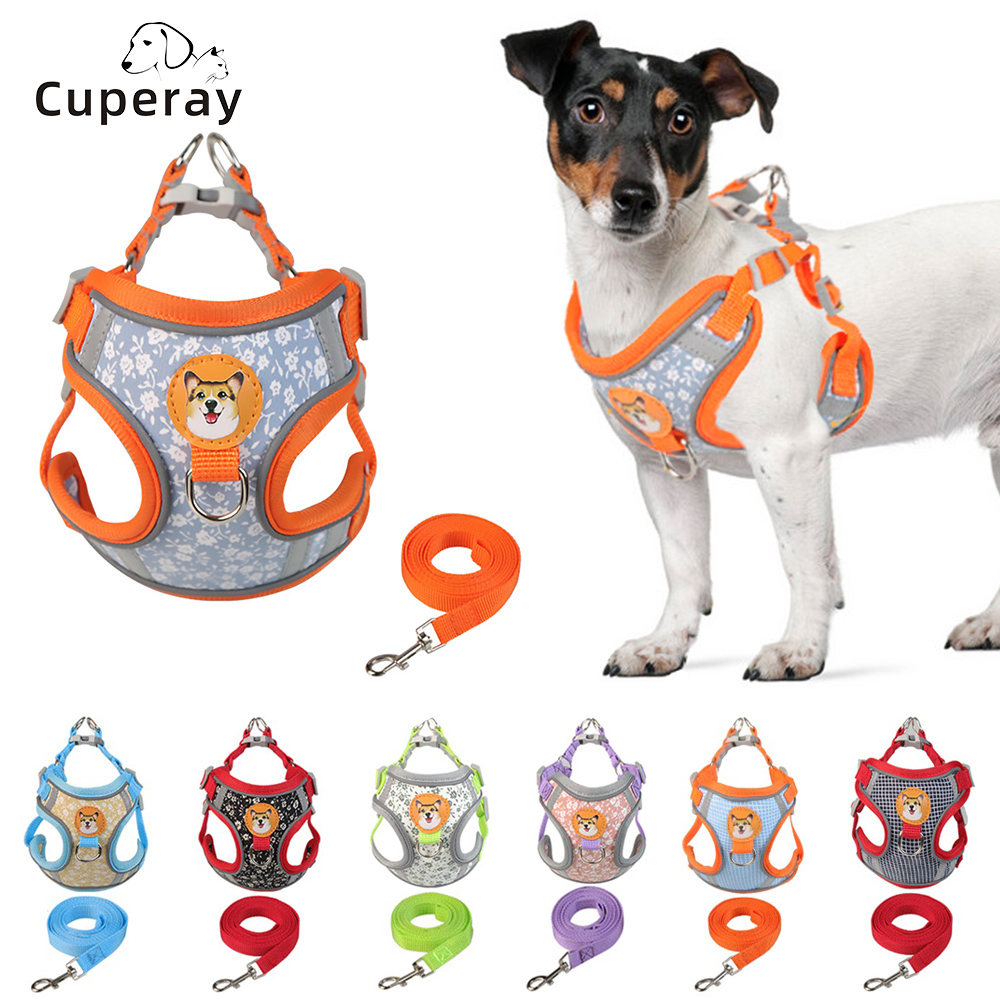 Dog Harness and Leash Set,Adjustable Reflective No Pull Dog Vest Harness Set for Puppy Medium large Dog and cat walking training