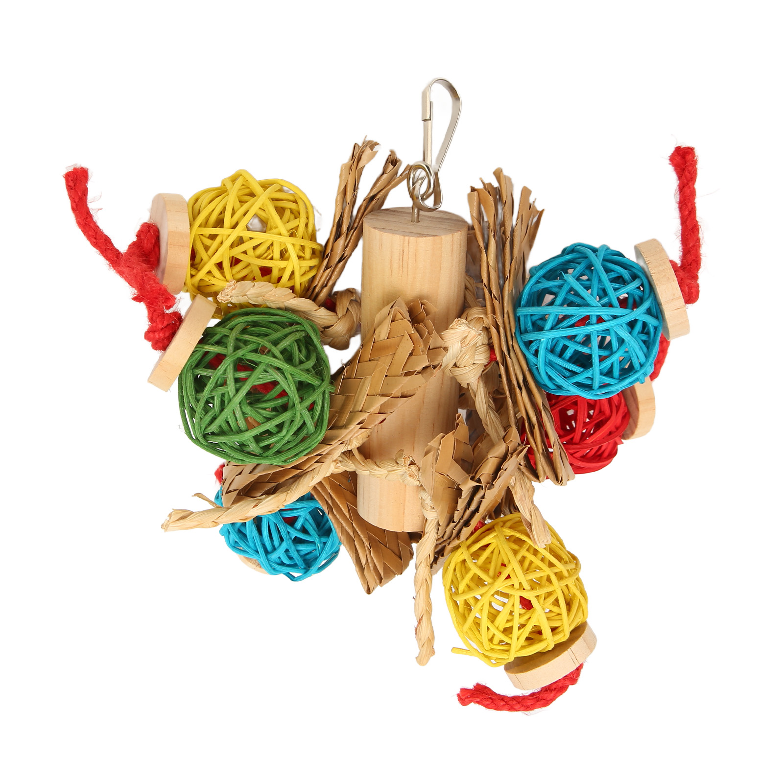 Parrot Chewing Swing Toy Colorful Anxiety Relief Interactive Safe Parrots Chew Toys With Rattan Ball For Birds