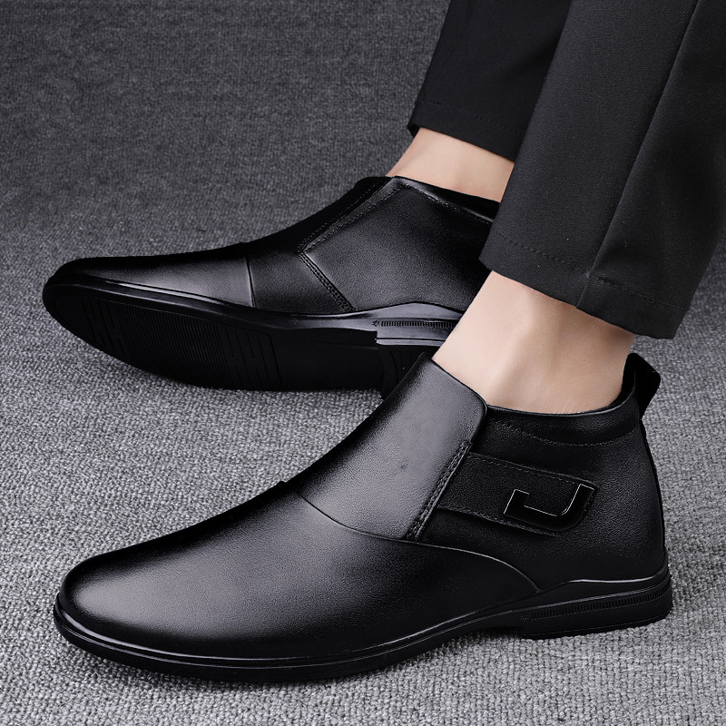 Autumn Fashion Winter Leather British Style High Top Plus Veet Casual Shoes for Men Work Outdoor Large Size 46 Boots 4ce3