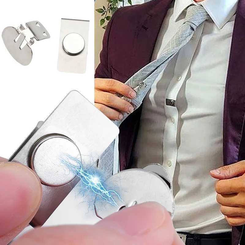 Magnetic Invisible Tie Clip Automatically Fixed Stainless Steel Metal Shirt Tie Clips Creative Jewelry for Men Accessories GiftsX240914