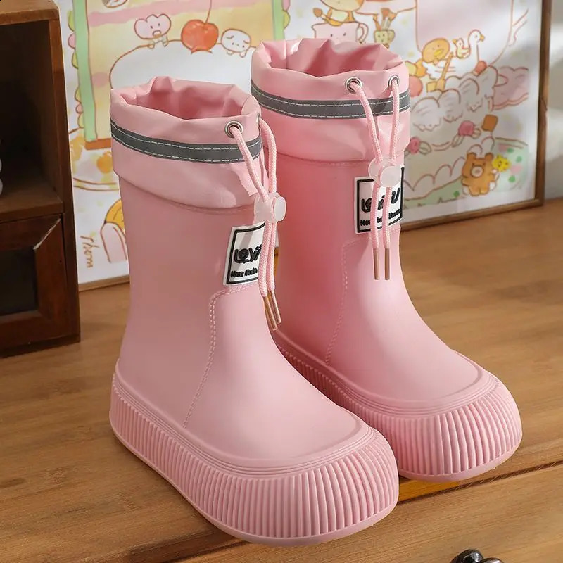 Childrens rain boots non slip rubber shoes suitable for girls and boys fashionable rain boots for middle-aged and elderly children 240913