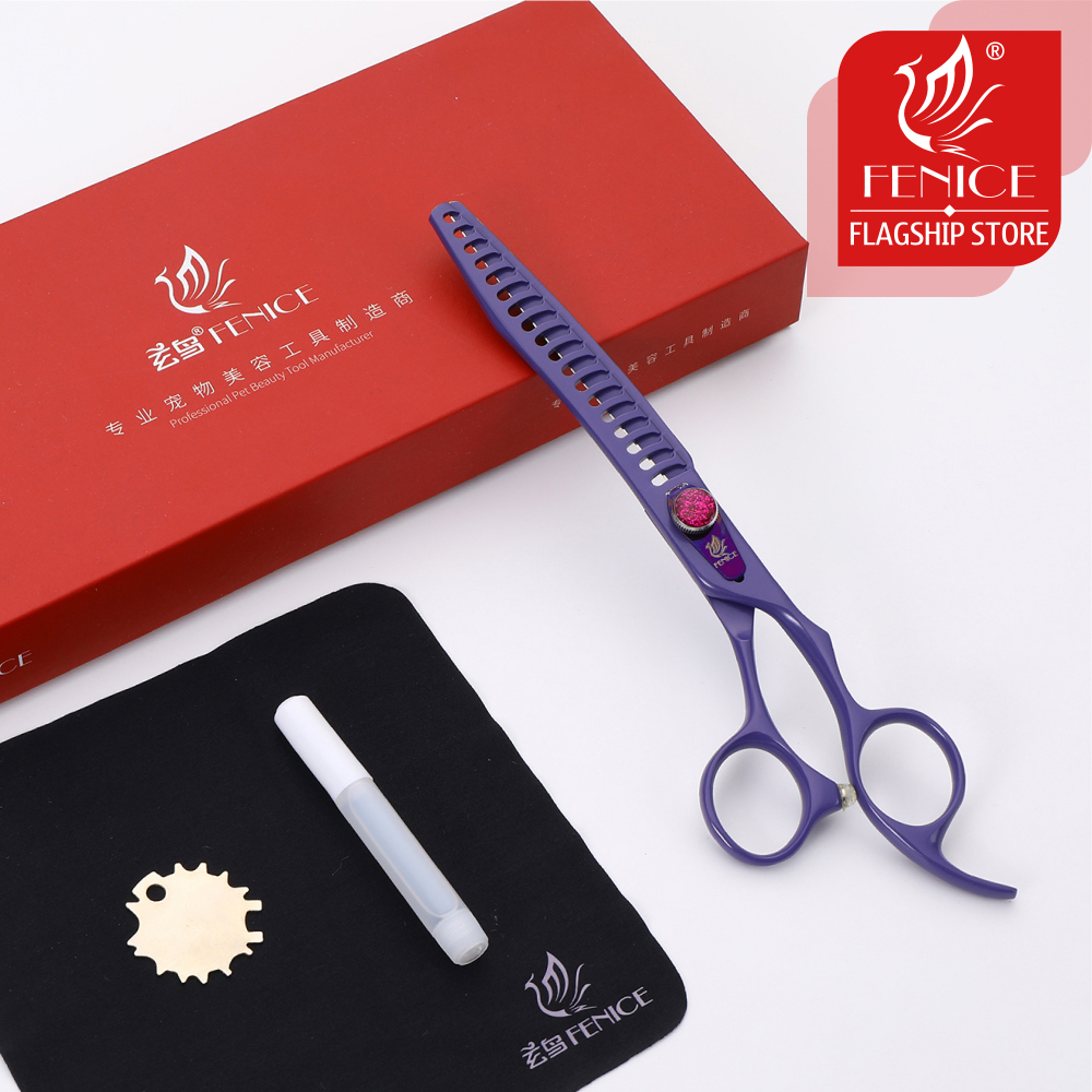 Fenice 7.0 inch Professional Dog Grooming Shears Chunker Scissors Thinning Scissors for Dog Body Cutting JP 440C High Quality