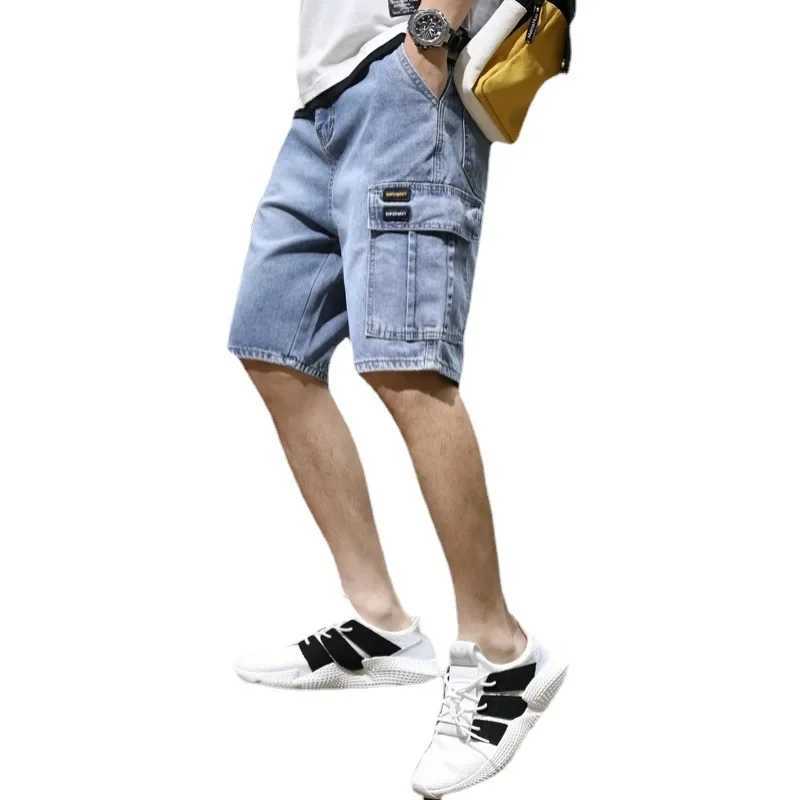 Summer Thin 2024 Denim Shorts Mens Workwear Short Pants Trend Loose Outer Wear Trousers Breeches Cowboy Teenagers Cargo JeansX240914