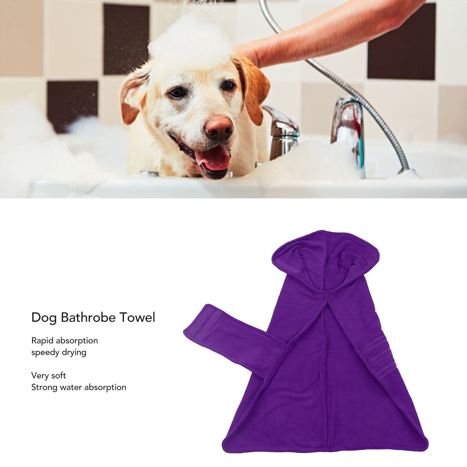 Dog Bathrobe Towel Fast Drying Absorbent Reusable Soft Pet Robe Coat For Taking Shower
