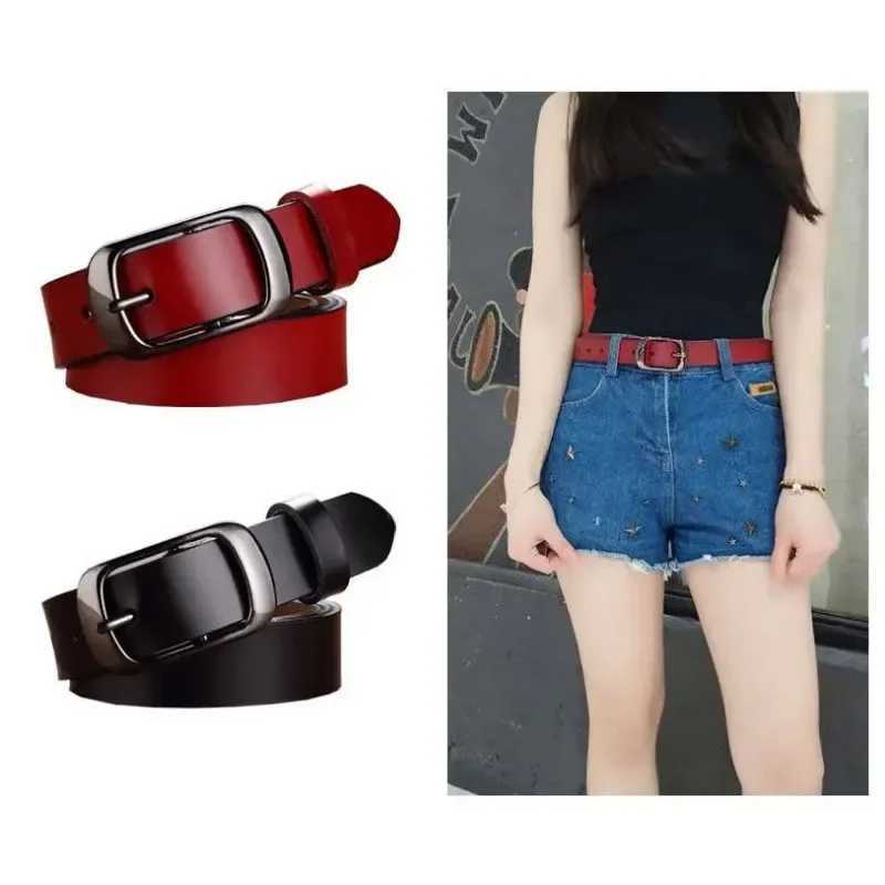 Genuine Leather Women Belt Concise Students Girl Pin Buckle Jeans Belts High Quailty Female Cowskin Waistband Korean Cowboy BeltX240914