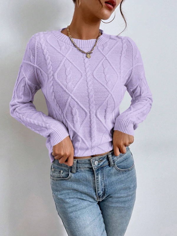 dongdumaoyi Popular autumn and winter round neck long sleeve sweater Fried Dough Twists thread solid color loose versatile knitwear F0914#40