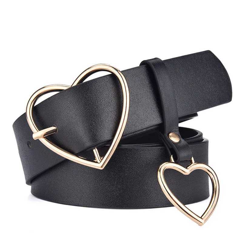 Womens Cute Leather Belt Metal Heart Shape Buckle Camel Retro PU Waistband Designer Cinto Feminino Pants Strap for Women GirlsX240914