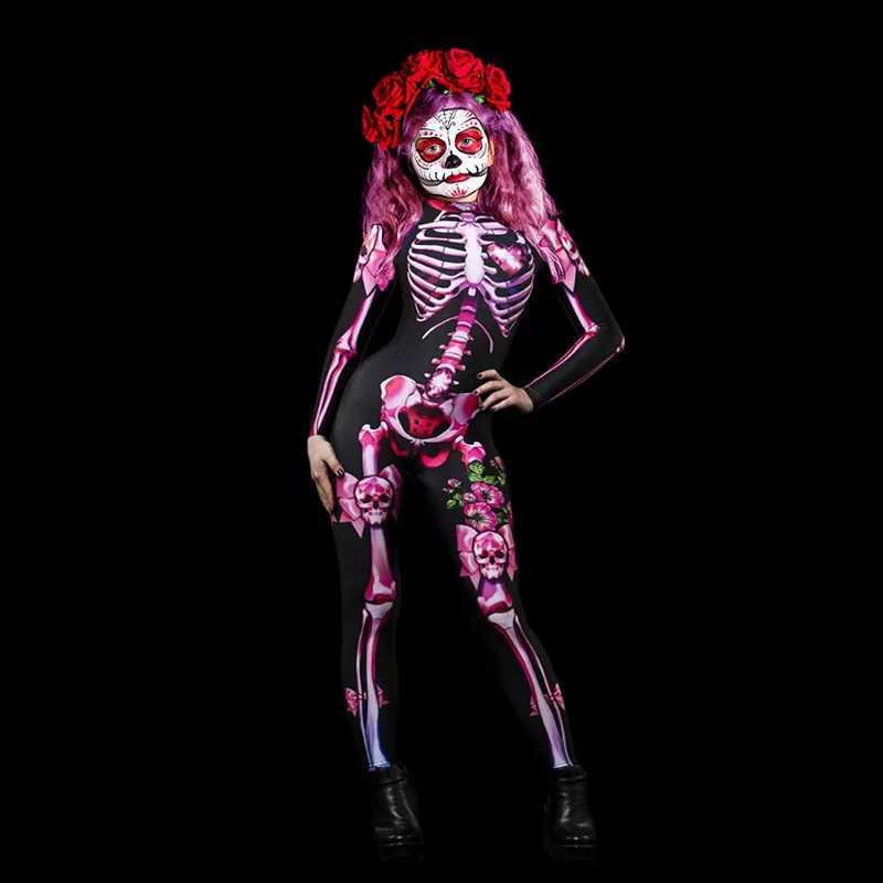 Halloween costume skeleton ghost soap Spoof skeleton jumpsuit womens costume party props parents children party costumes W240914