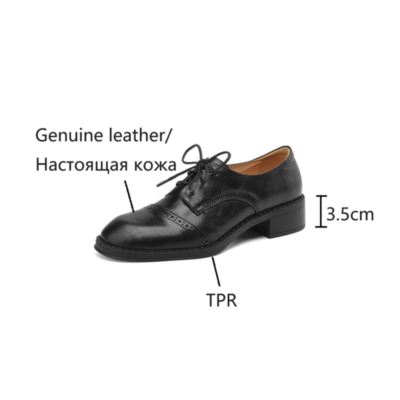 Spring/Autumn NEW Genuine Leather for Round Toe Chunky Women Pumps Lace-up High Heel Shoes f85e