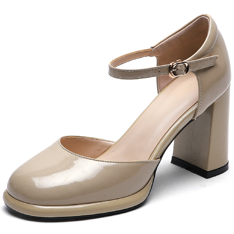 Leather New Genuine High Heels Women Pumps Ankle Straps D'Orsay Black Nude Heeled Party OL Office Wedding Shoes Female ZOGEER 7a73