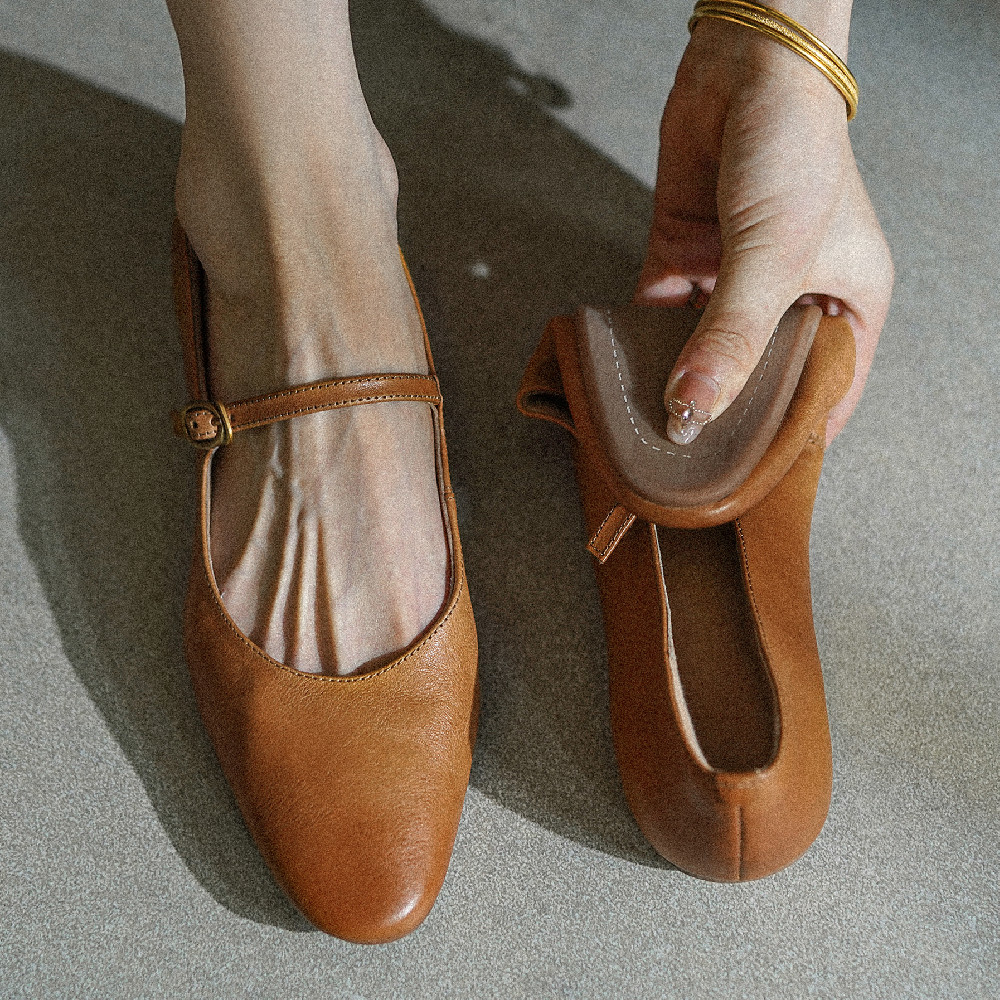 Women's Genuine Leather Round Toe Slip-On Mary Jane Flats Casual Breathable High-Quality Espadrilles Shoes 4