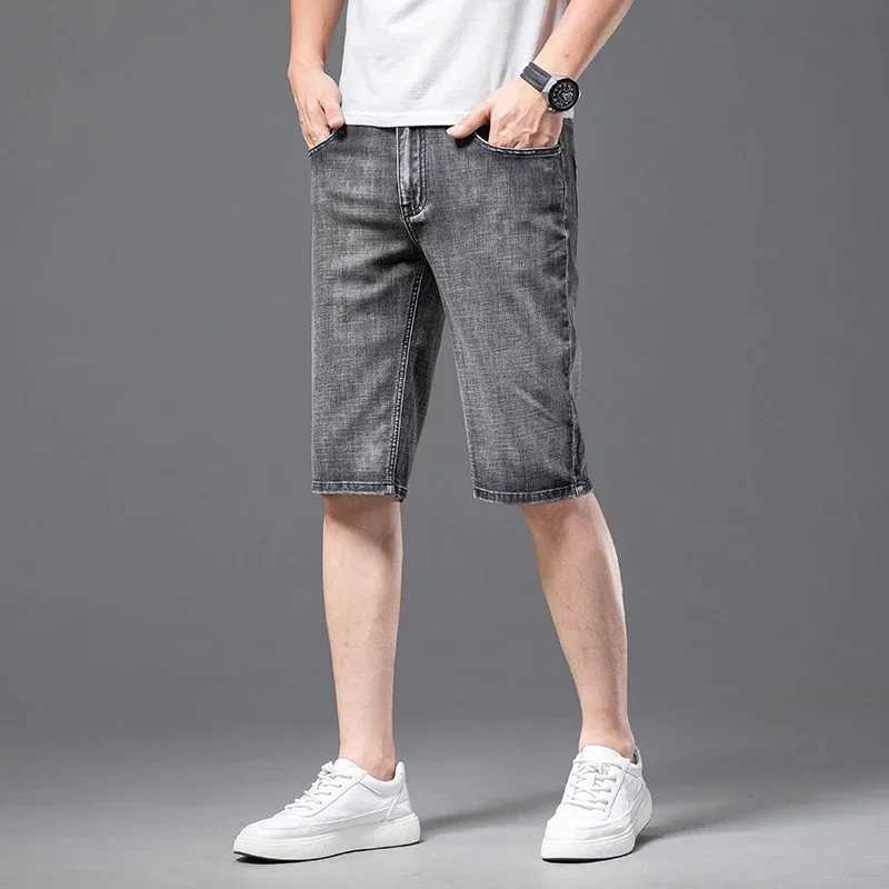 Summer Mens Short Jeans Thin Smoke Gray Classic Style Fashionable Casual Stretch Fabrics Slim Fit Denim Shorts MaleX240914
