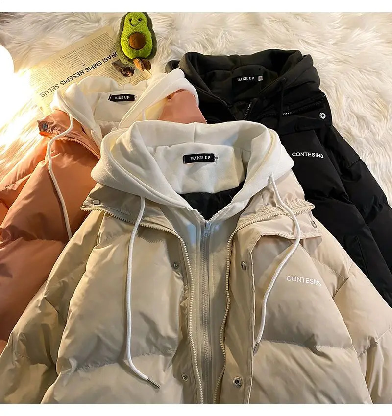 Korean version winter casual cotton women multifunctional fake double pocket zipper jacket thick coat 240914