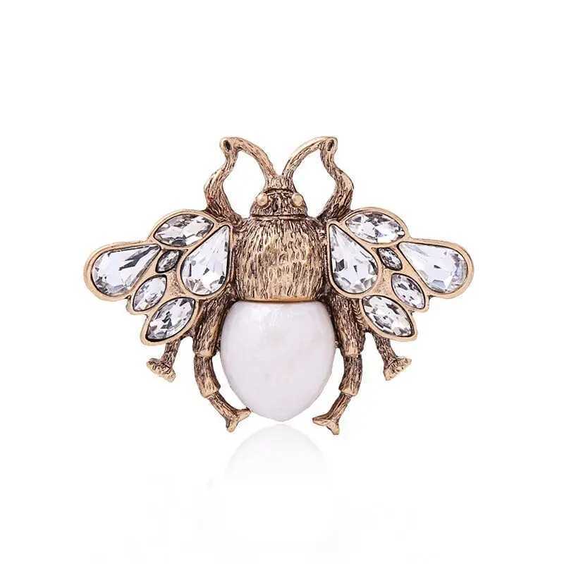 Retro Bee Crystal Pearl Brooches For Woman Mens Party Clothing Brooch Pins AccessoriesX240914