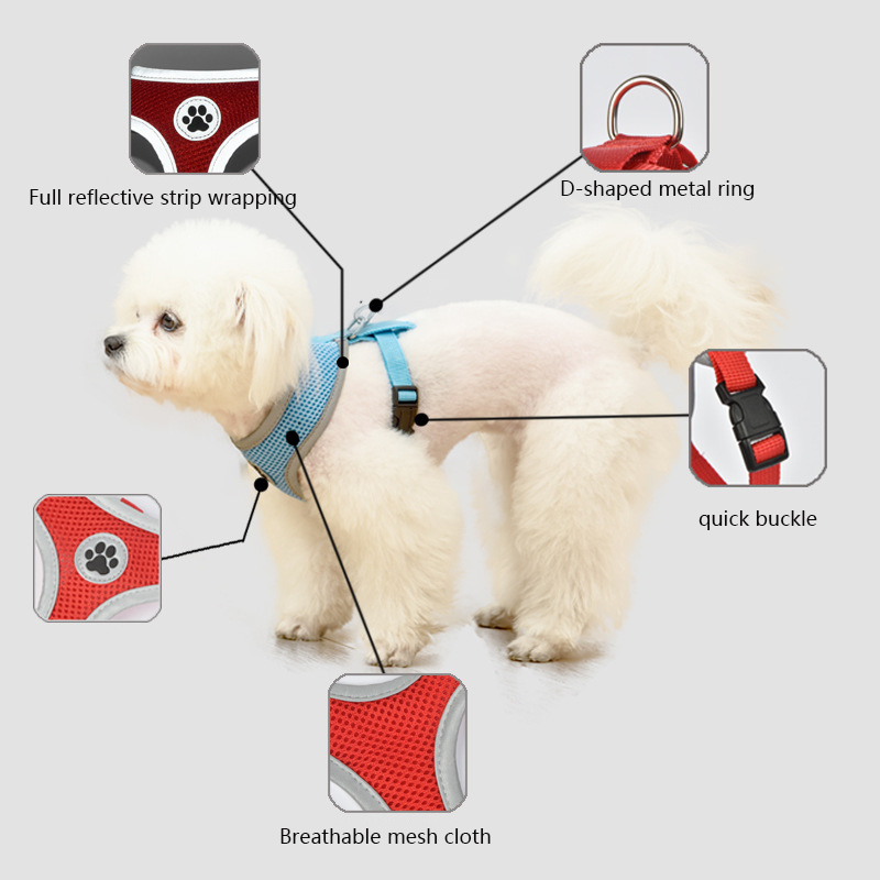 Cat Vest Harness Adjustable Cat Harness & Leash Set Stylish Escape Proof Breathable Pet Harness with Reflective Trim Cat Harness