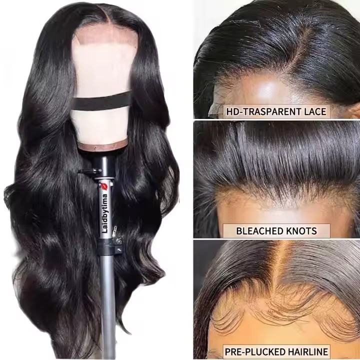 Glueless Full Lace peruvian Human Hair Wig, Unprocessed body wave remy Hair 360 frontal Lace Wig, transparent hd lace Wig For Black Women 180%
