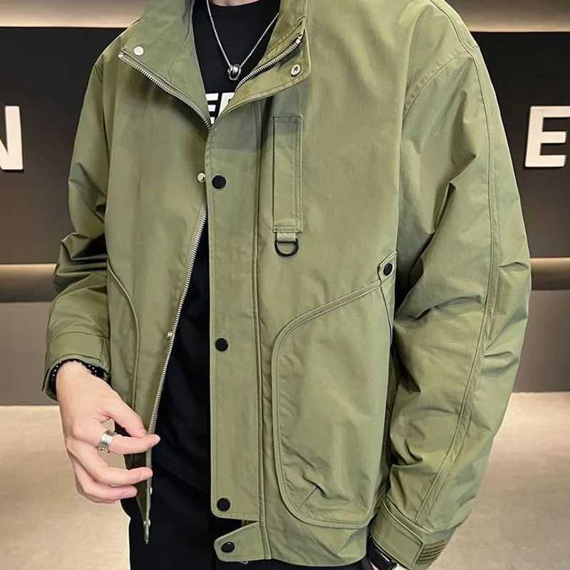 New Year and Autumn Fashion Trends Street Stand up Collar Work Clothes Large Pocket Casual Style Mens Jacket Coat W240914