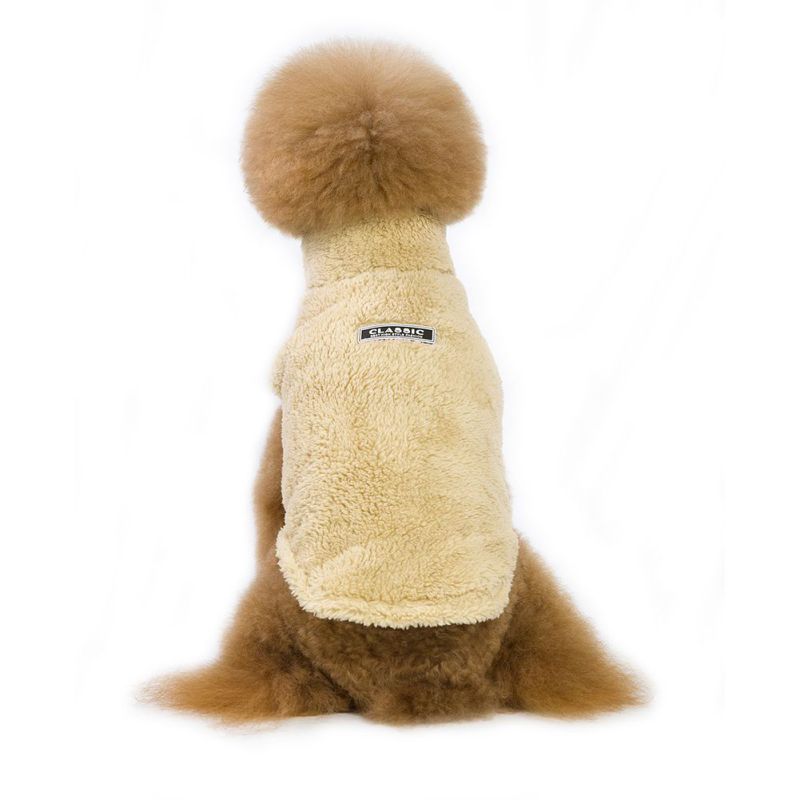 Fur Dog Coat Pet Dog Jacket with Zipper Turtleneck Winter Dog Sweater Plush Hoodies Vest for Small Dogs Cats Home Wear