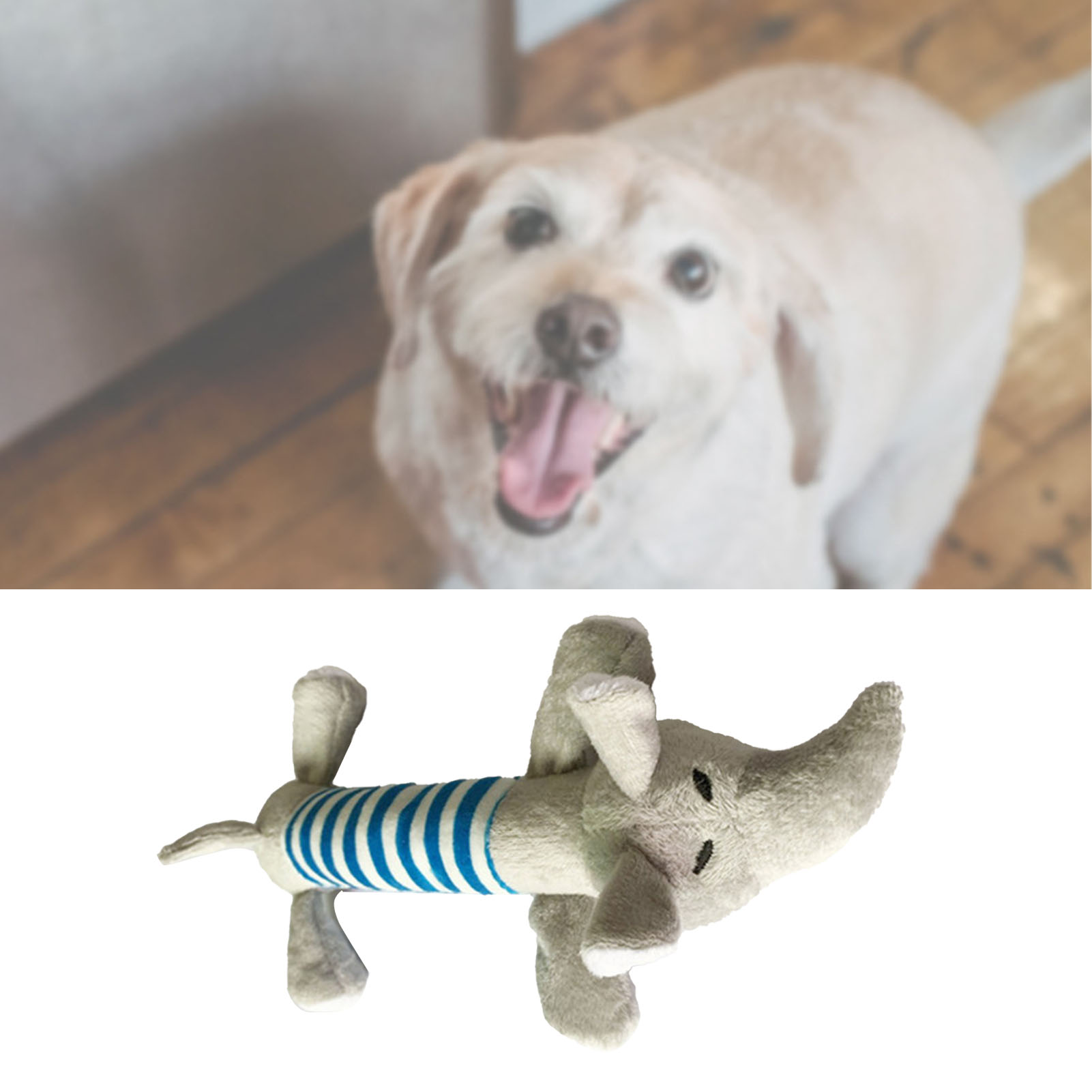 Dog Plush Toy Cute Striped Animal With 4 Legs Squeaky Dog Chew Toy For Pet Dog Cat Teeth Grinding Cleaning