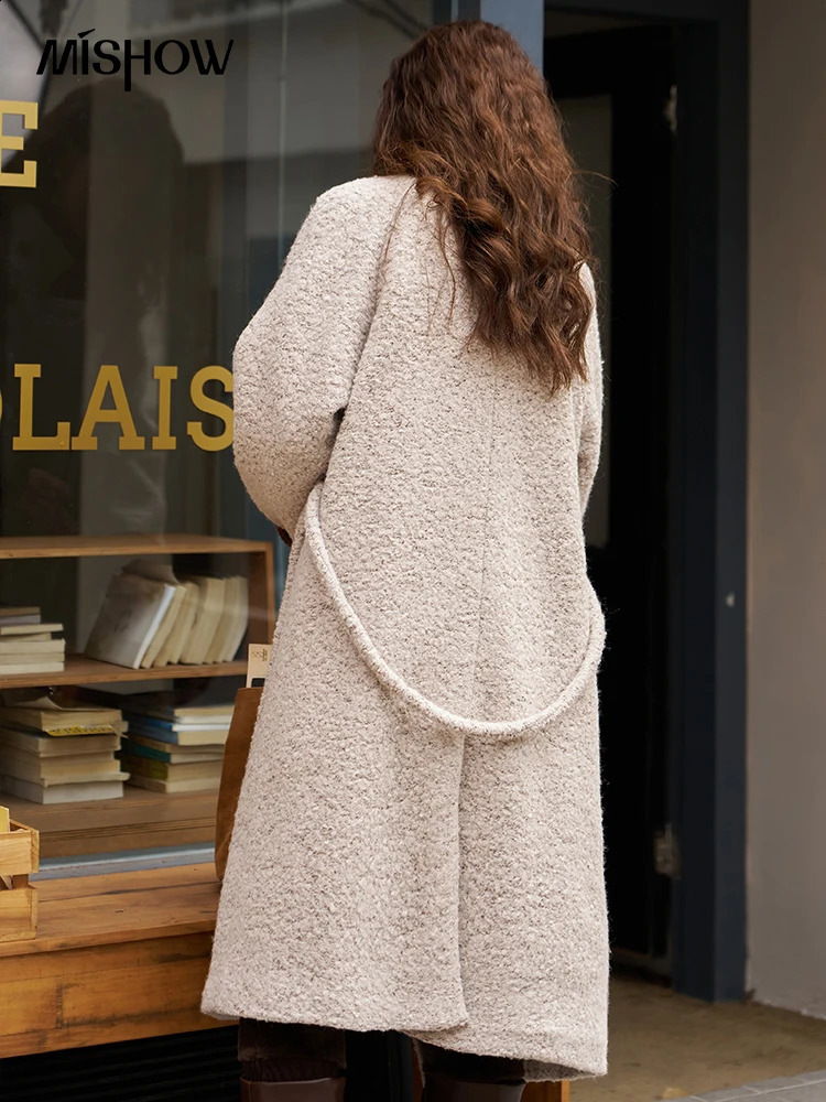 MISHOW Winter Womens Cashmere Coat Fashion Loose Double Chest Collar Thick Long MXC55W0143 240905