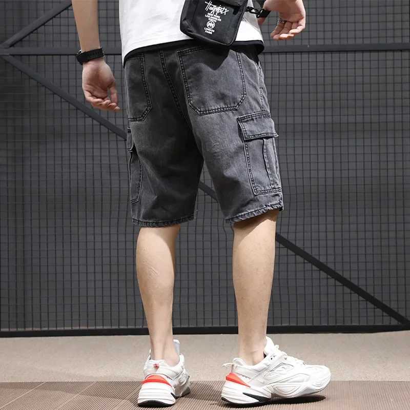 Summer Thin 2024 Denim Shorts Mens Workwear Short Pants Trend Loose Outer Wear Trousers Breeches Cowboy Teenagers Cargo JeansX240914