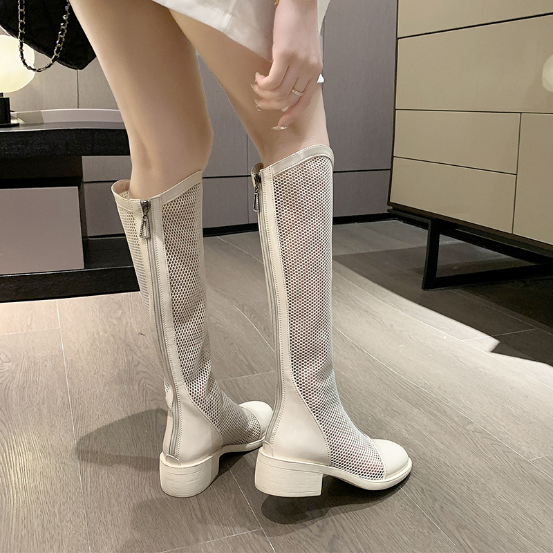 Long Boots Summer Long Thin New Ins Thin Mesh Boots Breathable Hollow Mesh Cool Platform Boots Platform Shoes