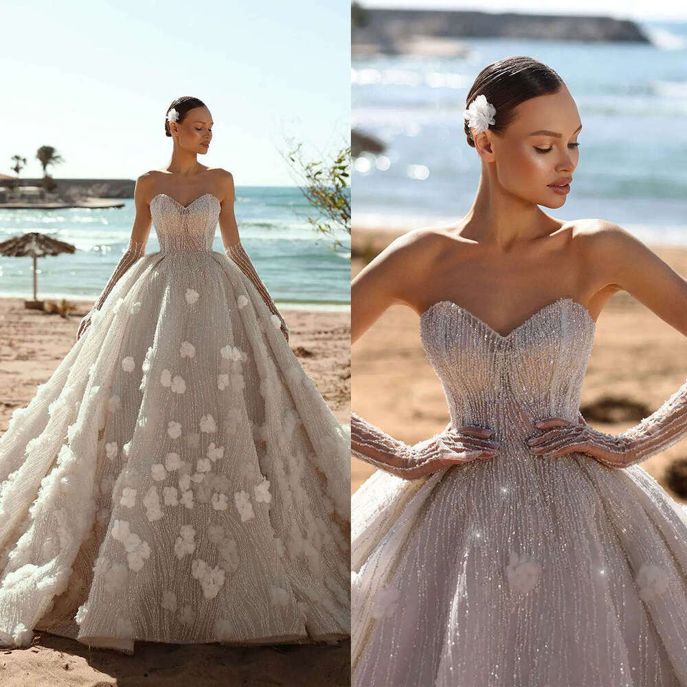 Illusion Wedding Dresses Ball Gown Sweetheart Appliques Sequins Sleeveless or-Length Bride Dress Vestido de novia Custom Made