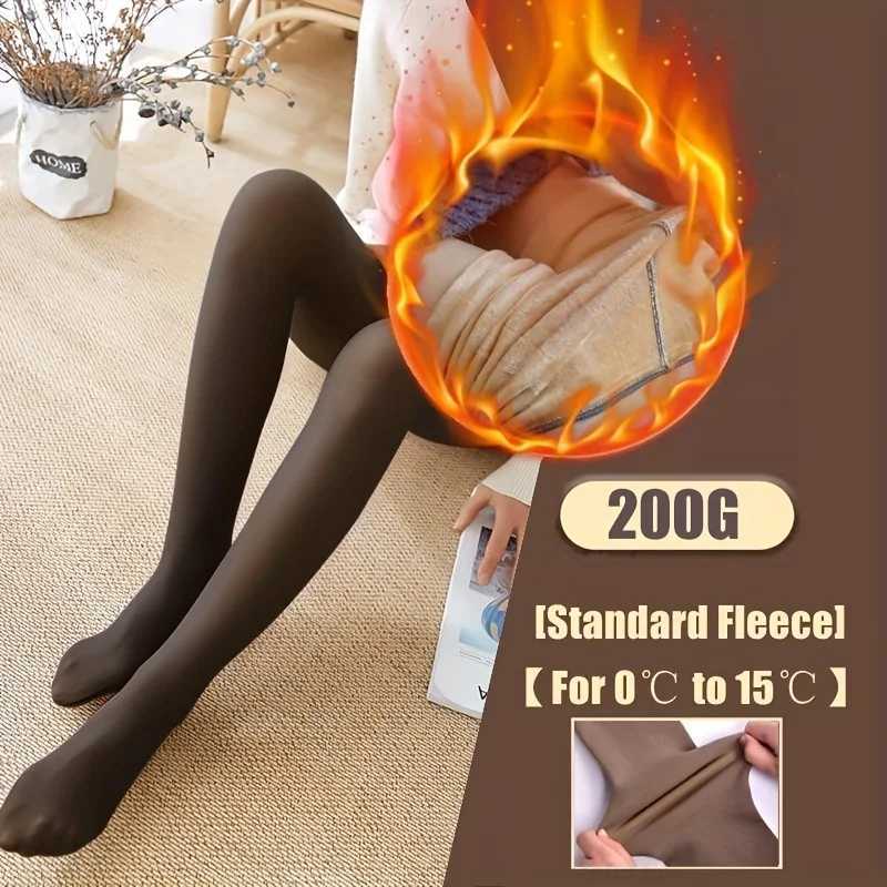 Thermal Fleece Lined High Waist Pantyhose Soft Warm Stretchy Stockings for Women - Perfect for Cold Weather Outdoor ActivitiesX240914