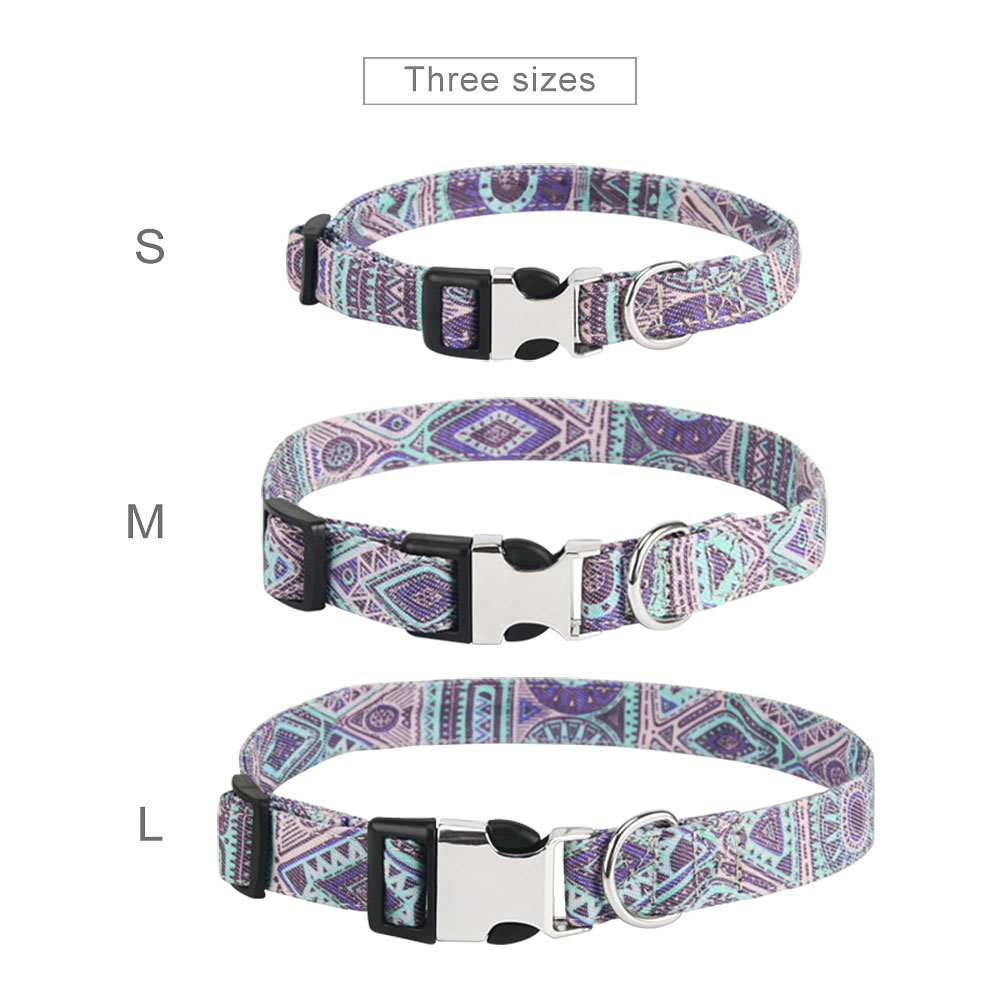 Dog Collar Personalized Flower Pattern Durable Adjustable Nylon Collar Bohemian Pet Collar for Puppy,Medium Dog,Big Dogs and Cat
