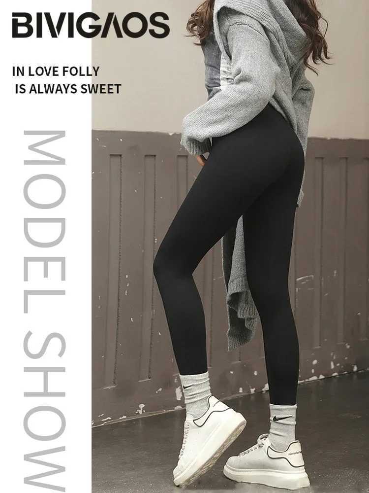 BIVIGAOS Autumn Winter High Waist Shark Leggings Womens Seamless Fleece Warm Leggings Slim Thin Casual Sports Fitness LeggingsX240914