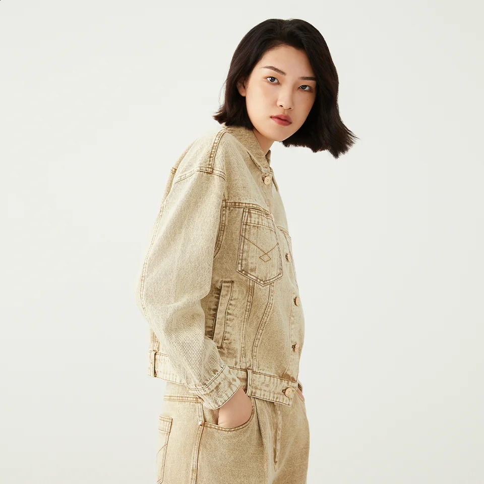 K2212W 100% pure cotton womens high-quality knitted denim jacket suitable for autumn and winter Ladi denim coats 240906